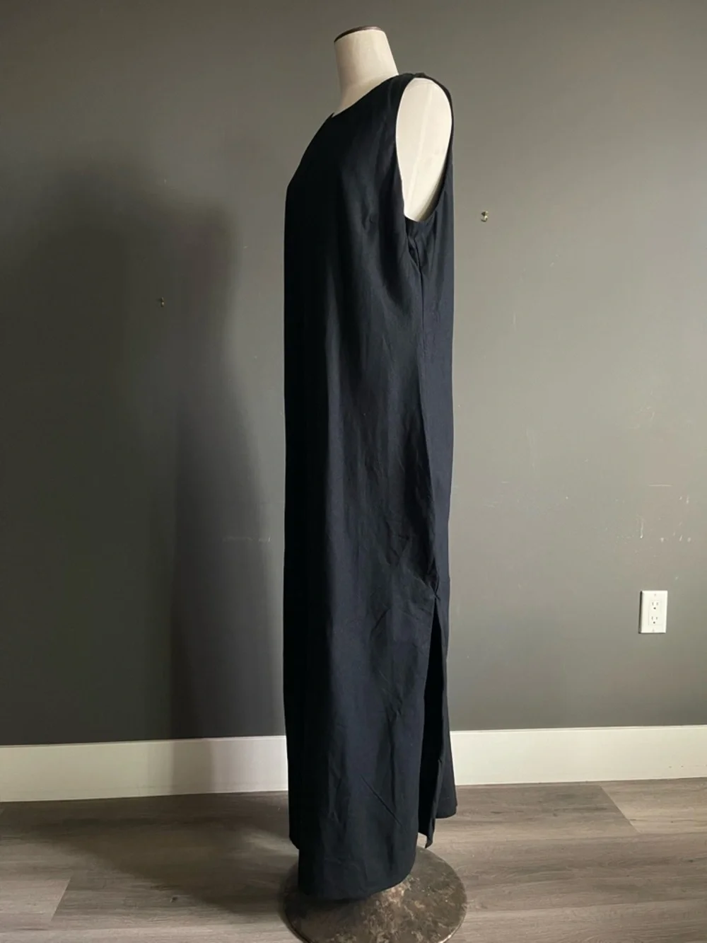 Abercrombie Linen Blend Maxi Dress Minimal Black Column Slip XL Tall NWT Capsule